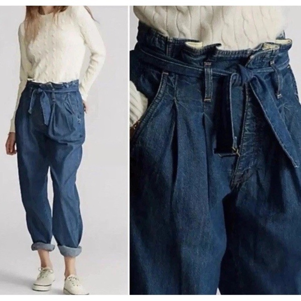 Polo Ralph Lauren Paperbag Jeans Women's High Waisted Barrel Leg Denim Sz 29